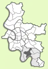 Localisation du quartier de Rath au sein de l'arrondissement sur une carte de Düsseldorf