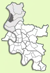 Localisation du quartier de Kaiserswerth au sein de l'arrondissement sur une carte de Düsseldorf