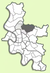 Localisation du quartier de Rath au sein de l'arrondissement sur une carte de Düsseldorf