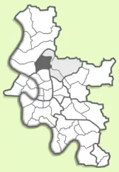 Localisation du quartier de Unterrath au sein de l'arrondissement sur une carte de Düsseldorf