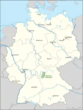 Carte du parc naturel du Steigerwald recouvrant le massif.