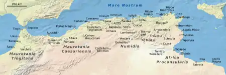 Localisation de Volubilis à l'ouest de l’Afrique romaine