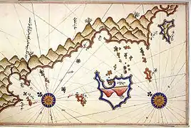 Carte historique de Kaş de Piri Reis