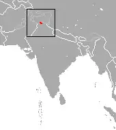  Carte de l'Inde avec une petite tache rouge au nord