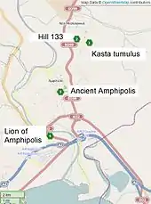 Plan de situation du site d'Amphipolis