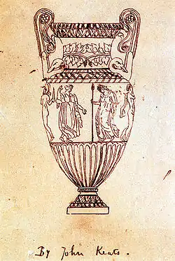 Vase de Sosibios, dessin de John Keats, v. 1819