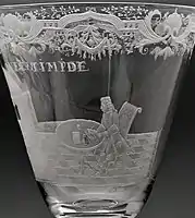 Homme d'affaires gravé à la roue, gravure hollandaise sur verre anglais, 1735-1750.