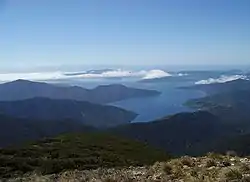 La baie de Kenepuru vue depuis le sommet du mont Stokes