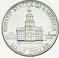 Revers du demi-dollar bicentenaire, frappé en 1975-1976.