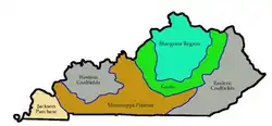 Les grandes régions du Kentucky.