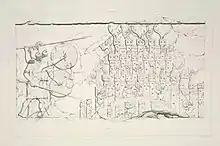 Prise d'une cité mède par les troupes assyriennes. Copie par Eugène Flandin d'un bas-relief aujourd'hui perdu.