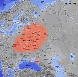 La principauté de Kiev au XIe siècle.