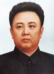 portrait de face et en couleur de Kim Jong-il