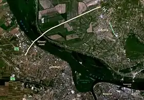 Tracé du pont sur une carte satellite