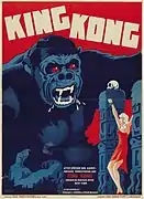 Affiche danoise du film King Kong sorti en 1933.