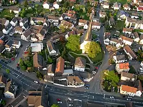 Église protestante de Breidenbach, vue du ciel