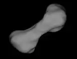 (216) Cléopâtre, ceinture principale, a = 2,79 ua, L ~ 220 km (modélisation basée sur images radar).