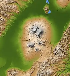 Carte topographique du groupe volcanique du Klioutchevskoï.