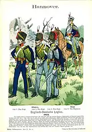Hussards de la Légion anglo-allemande en 1813 par Richard Knötel.