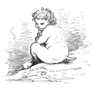 Bébé kobold, gravure de Gustave Doré pour La Mythologie du Rhin de Saintine (1862).