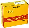 Une cartouche de film Super 8 Kodachrome 40 Type A
