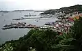 Vue sur le petit port de Thaa Laang, le village et les barges depuis le temple chinois