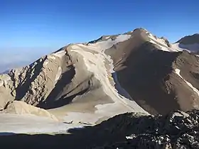 Vue du sommet de Kolonchin (en haut à droite) depuis Bazoft.