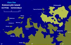 Carte des îles Kolossovykh.