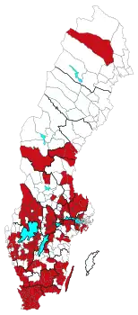 Cartes des résultats des Démocrates suédois.