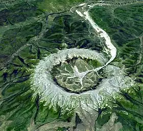 Représentation en 3D du massif de Konder depuis le sud-est.