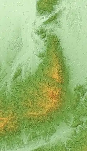 Carte topographique des monts Kongō.