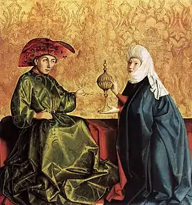 Les plis tubulaires dans le manteau de Salomon et la reine de Saba, Gemäldegalerie (Berlin).