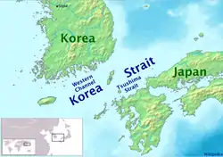 Carte du détroit de Corée.