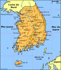 Description de l'image Korea south map-fr.png.