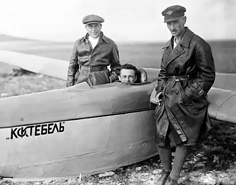Korolev dans le cockpit d'un planeur