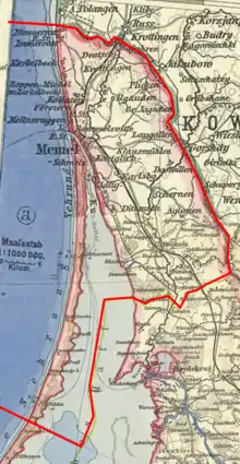 Carte de la région de Memel, aujourd'hui Klaipeda.