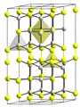 Structure de la covellite à température ambiante. Jaune : S, gris : Cu.