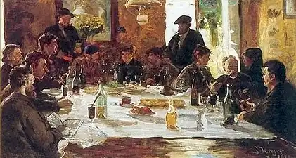 Peder Severin Krøyer (1851-1909) : repas à Cernay avec L.G.Pelouse en 1880.