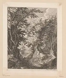 Croisement de routes dans une forêt, tirée de la série Dix paysages (Rijksmuseum Amsterdam).