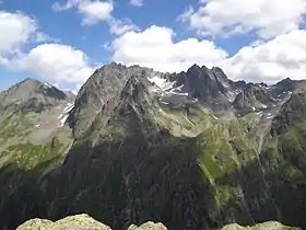 Vue de la Kuchenspitze (sur la gauche) depuis l'ouest.