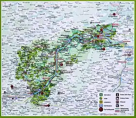 Carte de la Wachau bordée au sud par le Dunkelsteinerwald.