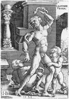 Eau-forte de Hans Brosamer (1538) présentant de grandes ressemblances avec le Groupe du Laocoon.