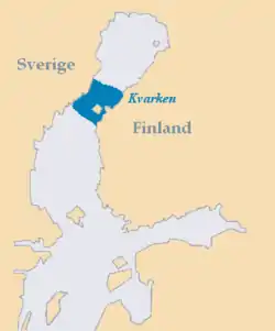 Carte de localisation du Kvarken dans la mer Baltique.