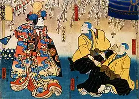 Estampe d'une représentation de Kyō-ganoko Musume Dōjō-ji.