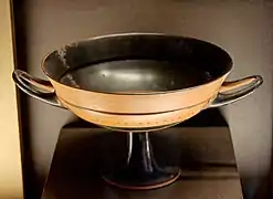 Coupe à lèvres : Kylix à figures noires, vers -450/-440.