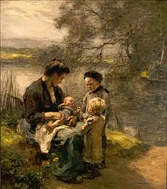 Femme avec un nourrisson et deux enfants, musée d'Art de Saint-Louis.