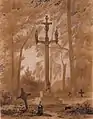 Un calvaire de Pencran (dessin de Léon Gaucherel datant de 1844).