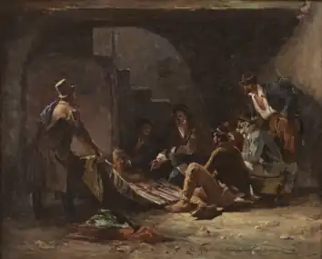 Au ghetto à Rome, 1879 (Huile sur toile ; 65 × 82 cm), Collection privée