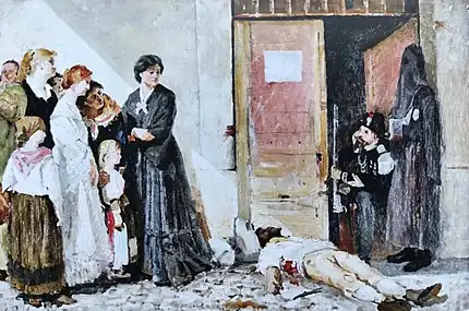 L'assasiné, 1876 (Huile sur toile ; esquisse ; Inv. La Boverie BA.WAL.05b.1913.2658 ;  65 × 100 cm), Liège, La Boverie