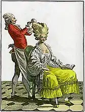 Léonard réalisant une coiffure de style « pouf »